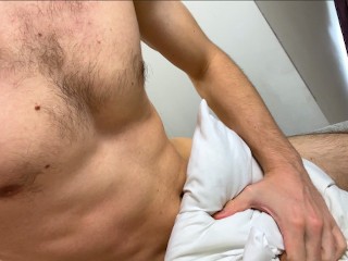 Amateur Horny Guy Pillow Humping while Moaning and Cumming Handsfree