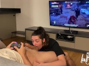 Preview 2 of Slutty girlfriend sucks dick and rides while he plays videogame