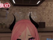 Preview 5 of CAT GIRL cosplays a SUCCUBUS for Halloween!!! She POSES and WIGGLES for you to CUM in her MOUTH!!!