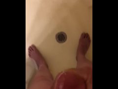 I love jerking off huge cock massive shower cumshot