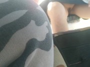 Preview 5 of girl in short skirt without panties masturbates in bus and shows pussy in public to voyeur