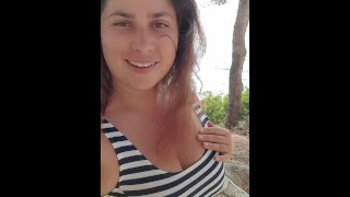 Busty Cutie Masturbates Fingers Hard Herself And Chats With Friends In A Public Park