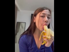 Look at me fucking her throat! very deep blowjob