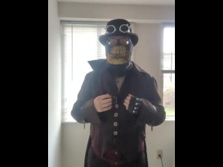 steampunk, amateur, bald, vertical video