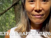 Preview 2 of slut wife knees in the public forest swallowing cum OnlyFans @ Appleliu-76
