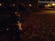 Preview 3 of She flashing tits and undresses in a public park at night