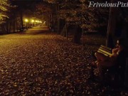 Preview 4 of She flashing tits and undresses in a public park at night
