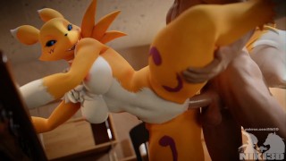 Doggy-Style Animation Of Renamon Getting Thrashed With Creampie Angle 2