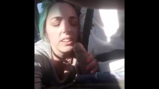 AMATEUR HOTWIFE. HUMILIATES HER CUCKOLD WHILE SUCKING ANOTHER COCK IN THE CAR