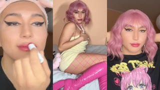 Feminización, maquillaje, Sissy crossdressing para tu padrastro