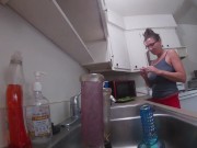 Preview 1 of Rachel Lee HH22 Smoking and making my pussy squirt in the kitchen! Grool eating squirt