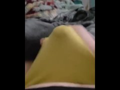 Cumming threw my yellow panties