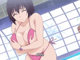 overflow anime, overflow, big dick, swimming pool sex