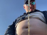 Daddy public peeing and pissing and playing with his cock