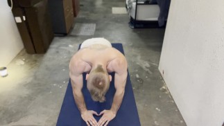Fit Straight Jock having a brief workout