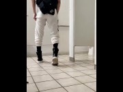 Preview 2 of Teen stroking giant hispanic cock in school bathroom