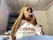 Preview 2 of Smoke Fetish : Teen Ebony Smoking A Cigarette & Boobs / Tits Flash You