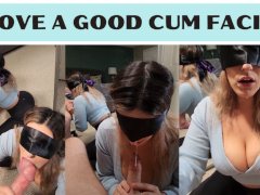 Slut Teacher in Leggings loves sucking the dick of her student's dad