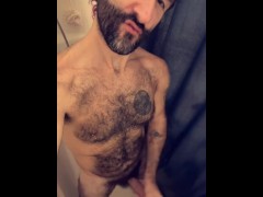 Stroking my cock and snapping a fuck buddy in the shower