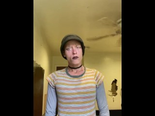 Colorful mime berates you quite openly