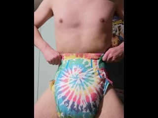 HUGE Soaked Diaper Boy Cums