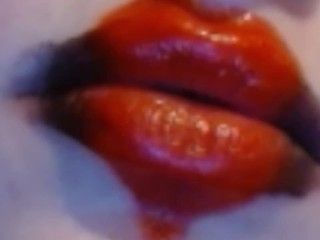 Red Heart Lipstick and Smoking Upclose