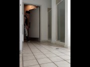 Preview 2 of str8 college jock rubbing ENORMOUS cock with the door open in public gym bathroom