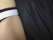 Preview 4 of POV rubbing cock on my tight pussy and missionary fuck, cum inside me, creampie