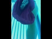 Preview 3 of Fat ass white girl strips and twerks in the tanning bed (twitter @faespanties)