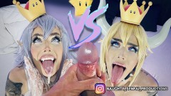 ¡Batalla de bowsette vs boosette! (PMV) Cosplay Ahegao, Sexo duro, Mamada descuidada, Pies de nylon, Paja con los pies