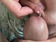 Preview 1 of Lactation, breast milking, lactation per cock, throat blowjob, homemade, milky breasts, big tits.