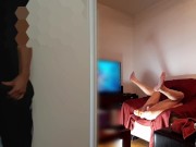Preview 2 of Caught my straight roommate on masturbating while I fuck my ass at webcam