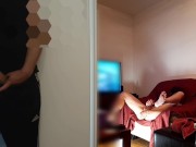 Preview 5 of Caught my straight roommate on masturbating while I fuck my ass at webcam