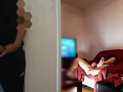Caught my straight roommate on masturbating while I fuck my ass at webcam