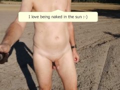 Completely naked walk through forest and field