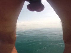Diving off my jetski into Lake Michigan with my balls bound