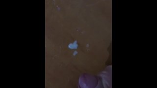 Long cumshot on table top