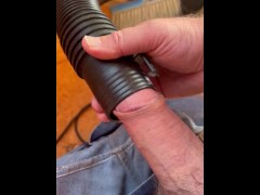 Using a worksite shop vac to give myself a blowjob