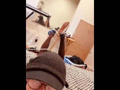 Foot play by intersex trap girl