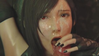 Tifa From Final Fantasy Gives A Deep-Throat Blowjob To Rule34 3D Hentai