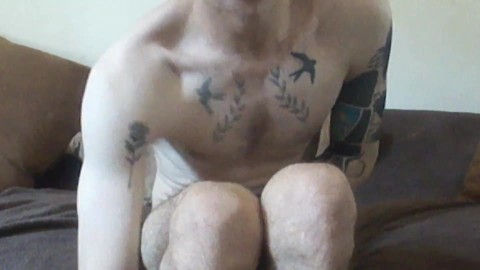 Tatted twink in boxers