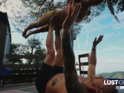 Preview 1 of Owiaks Getting Crazy Together in the Outdoor Jacuzzi - Yoga Getaway on Lust Cinema by Erika Lust