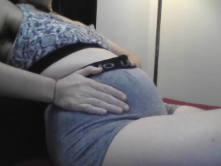 boy shorts, belly bloat, weight gain fetish, fertile