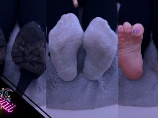 foot, wrinkled soles, socks, toes
