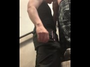 Preview 5 of Sucking a nice big hung dick outside the stairs at the gym parking garage