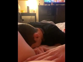 real couple homemade, hotel, dildo, pussy licking