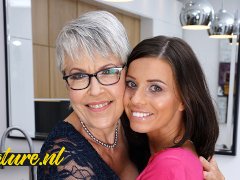 Hot Granny Lady Sextasy And Naughty Babe Vicky Love Stick Their Tongues Deep In Each Other Pussies