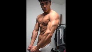 Young stud undressing and Flexing