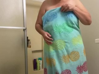 solo female, open towel, big tits, body inspection