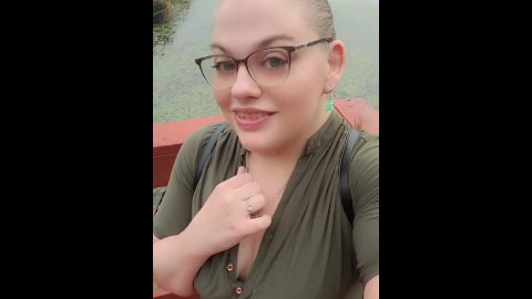 Blonde bbw milf flashes and teases cute small tits big nipples outdoors public